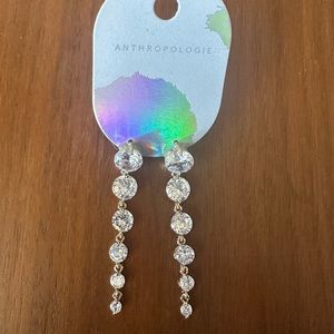 NWT Anthropologie Silver Crystal Drop Earrings!